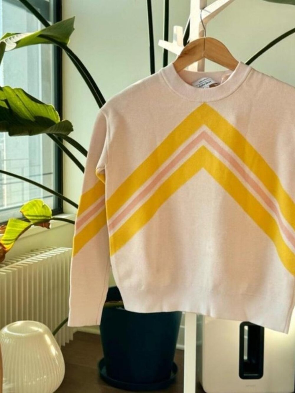 & Other Stories Ivory Yellow Pink Chevron Sweatshirt